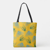 Zikade Botanisches Muster Gelber Ausbruch Tasche (Rückseite)