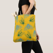 Zikade Botanisches Muster Gelber Ausbruch Tasche (Von Nahem)