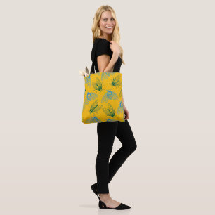Zikade Botanisches Muster Gelber Ausbruch Tasche