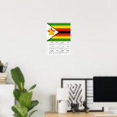 Zimbabwe 2026 Calendar, Large, Zimbabwe Flag Poster (Heimbüro)