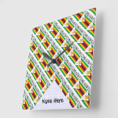 Zimbabwe and Zimbabwean Flag Tiled with Your Name  Quadratische Wanduhr (Winkel)