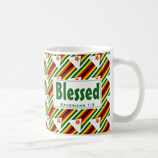 ZIMBABWE FLAG Custom Scripture BLESSED Simbabwee Kaffeetasse (Rechts)