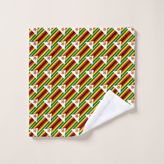 ZIMBABWE FLAG Gewohnte Schrift WEISS Badhandtuch Set (Waschlappen)