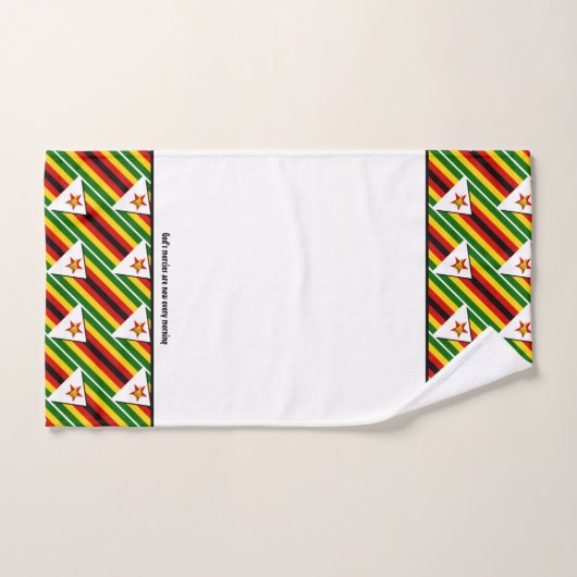 ZIMBABWE FLAG Gewohnte Schrift WEISS Badhandtuch Set (Handtuch)