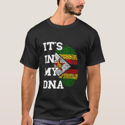 Zimbabwe Flag It's In My DNA Thumbmark Zimbabwean  T-Shirt (Vorderseite)