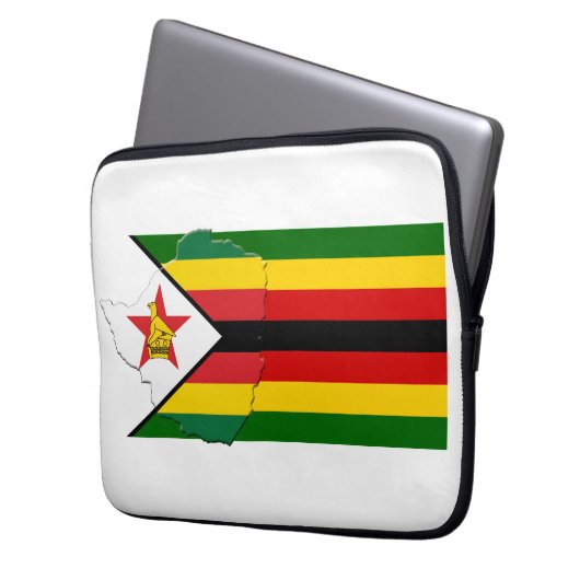 ZIMBABWE Flag Map Patriotic Computer Laptopschutzhülle (Vorderseite Links)