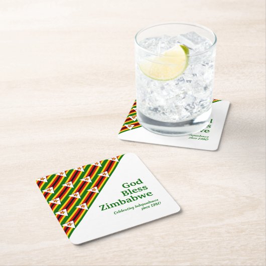 ZIMBABWE FLAG mit benutzerdefinierbarem Text-GOTT- Rechteckiger Pappuntersetzer (Vor Ort)
