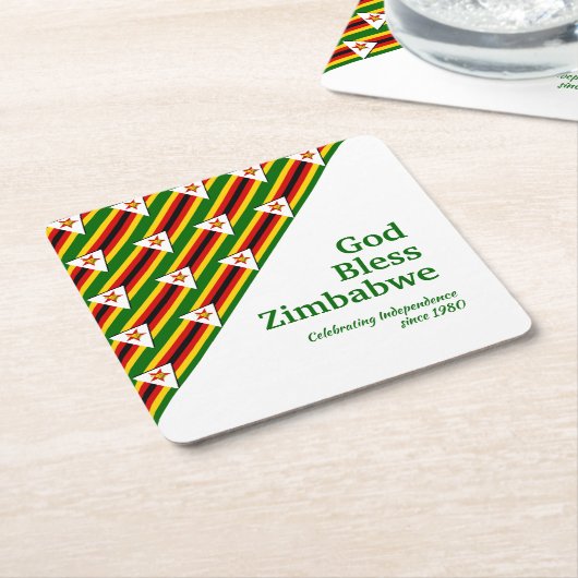 ZIMBABWE FLAG mit benutzerdefinierbarem Text-GOTT- Rechteckiger Pappuntersetzer (angewinkelt)