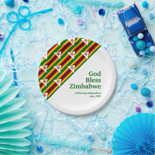 ZIMBABWE FLAG mit kundenspezifischem Text-GOTT-BLE Pappteller (Party)