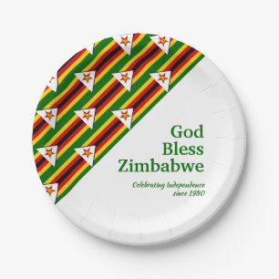 ZIMBABWE FLAG mit kundenspezifischem Text-GOTT-BLE Pappteller
