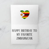 Zimbabwe Flag Patriotic Birthday Karte (Innenseite)