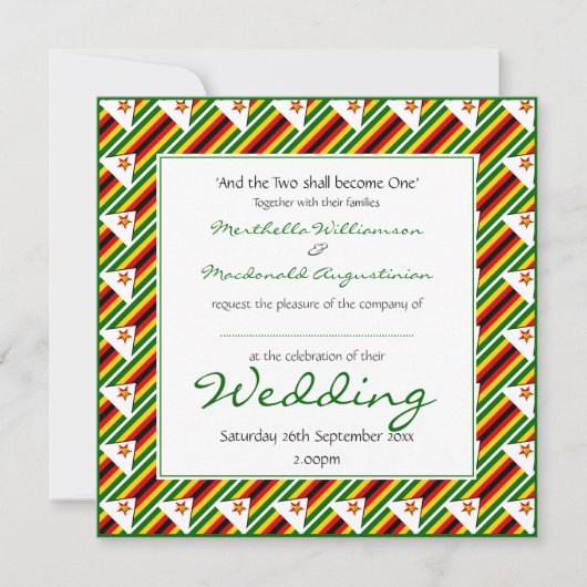 ZIMBABWE FLAG Personalisierte Hochzeitsfeier Einladung (Vorderseite)