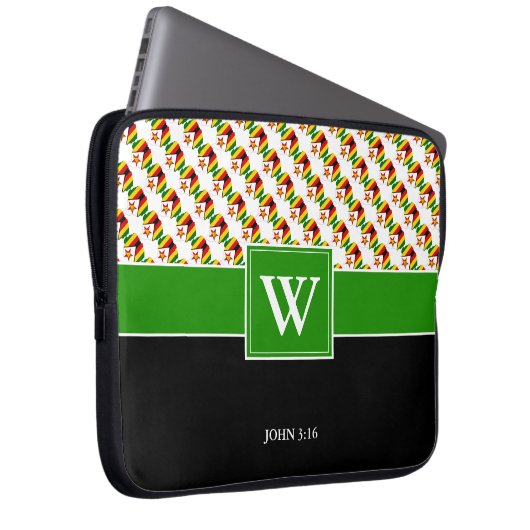 ZIMBABWE Monogram Christlich WHITE-Notebook Laptopschutzhülle (Vorne Rechts)