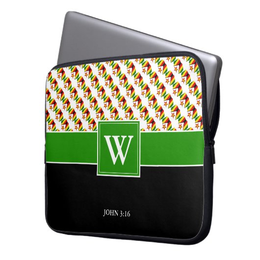 ZIMBABWE Monogram Christlich WHITE-Notebook Laptopschutzhülle (Vorderseite Links)