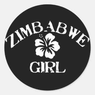Zimbabwe Pink Girl Runder Aufkleber