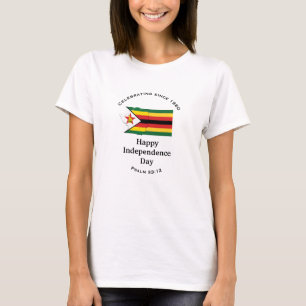 ZIMBABWE UNABHÄNGIGKEIT Flag Karte WEISS T-Shirt