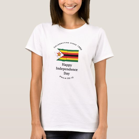 ZIMBABWE UNABHÄNGIGKEIT Flag Karte WEISS T-Shirt (Vorderseite)