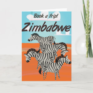 Zimbabwe Zebra Vintage Reiseplakat Feiertagskarte