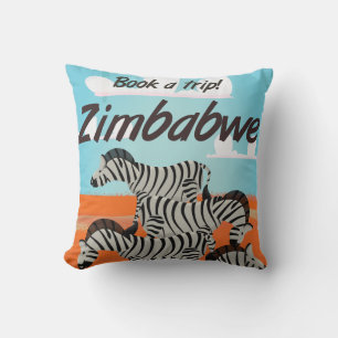 Zimbabwe Zebra Vintage Reiseplakat Kissen