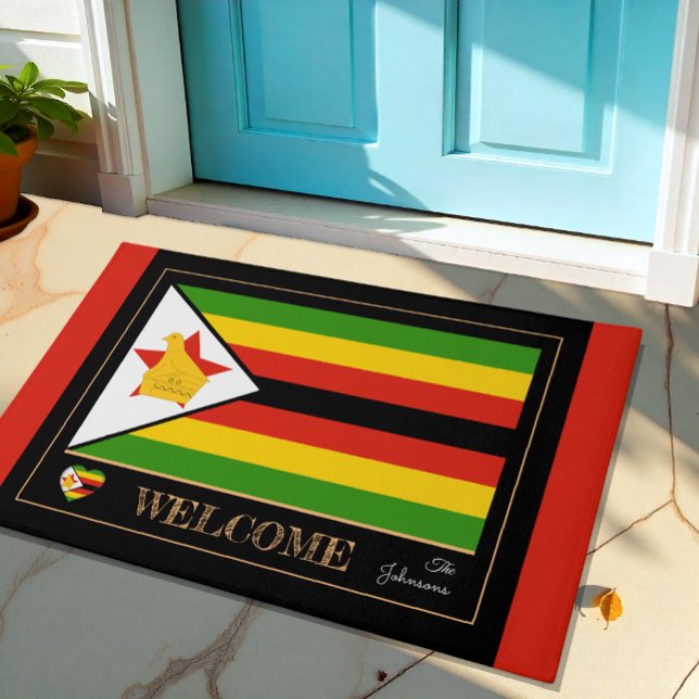 Zimbabwe & Zimbabwe Flag House / sports Welcome Fußmatte (Von Creator hochgeladen)