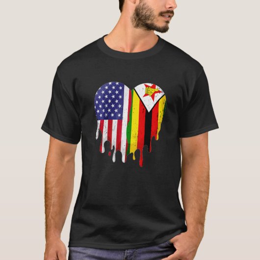 Zimbabwean American Patriot Grown Country Melting  T-Shirt (Vorderseite)