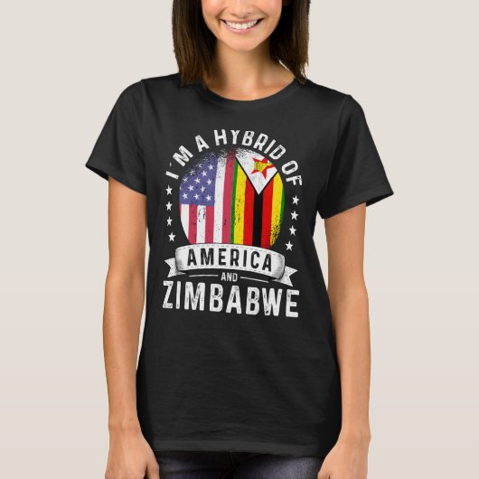 Zimbabwean American Patriot Grown Flag Humor T-Shirt (Vorderseite)
