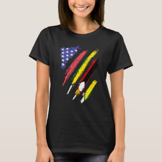 Zimbabwean American Patriot Grown Heart Flag Strip T-Shirt