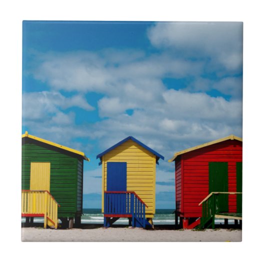 Zimmer wechseln. Muizenberg Beach, Kapstadt Fliese (Vorderseite)