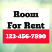 Zimmer zu vermieten Rot Schwarz Weiß Vermietung Te Fensteraufkleber (Blatt 3)