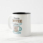 Zimmerbauer I wandle Kaffee in Häuser um Zweifarbige Tasse (Vorderseite Links)