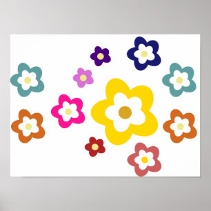 Zimmerdekor für Kinder - farbenfrohe Blume Poster