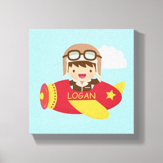 Zimmerdekor für niedliche Flugzeugboys Leinwanddruck (Vorderseite)