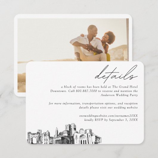 Zimmerdetails des Columbus Wedding Hotels Begleitkarte (Vorne/Hinten)