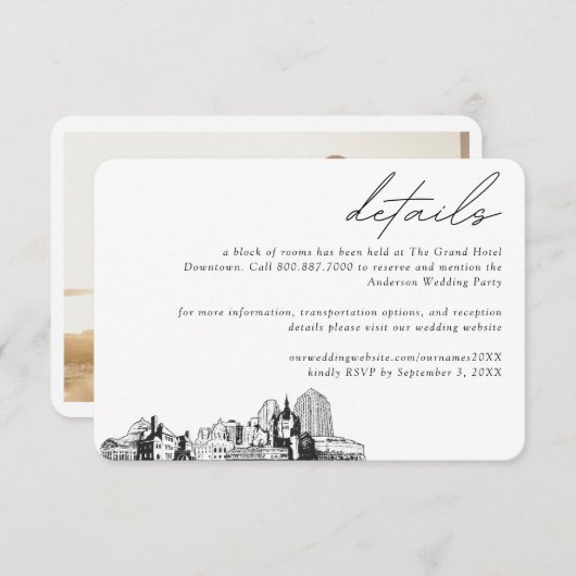 Zimmerdetails des St. Paul Wedding Hotels Begleitkarte (Vorne/Hinten)