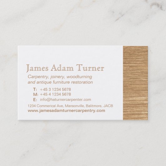 Zimmereitischler-Holz-Visitenkarte Visitenkarte (Vorderseite)