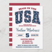 Zimmermädchen in den USA, Sterne, Streifen-Brautpa Einladung (Vorne/Hinten)