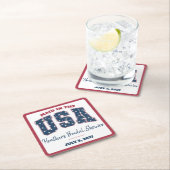 Zimmermädchen in den USA, Sterne, Streifen-Brautpa Rechteckiger Pappuntersetzer (Vor Ort)