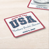 Zimmermädchen in den USA, Sterne, Streifen-Brautpa Rechteckiger Pappuntersetzer (angewinkelt)