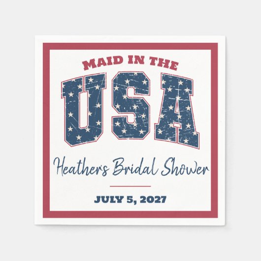 Zimmermädchen in den USA, Sterne, Streifen-Brautpa Serviette (Vorderseite)
