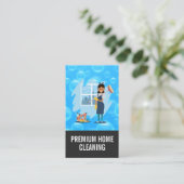 Zimmermädchen und Reinigungsmittel Visitenkarte (Stehend Vorderseite)