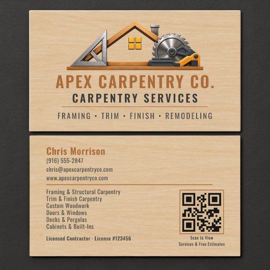 Zimmermann Holz QR Code Professional Visitenkarte