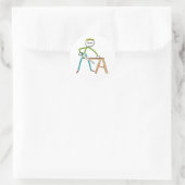 Zimmermann Stickman Runder Aufkleber (Tasche)