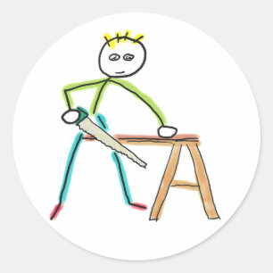 Zimmermann Stickman Runder Aufkleber
