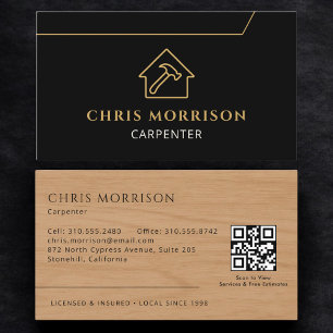 Zimmermann Tischlerei Holz QR-Code Visitenkarte