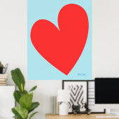 Zimmerposter des Blauen und Roten Herzens Poster (Heimbüro)