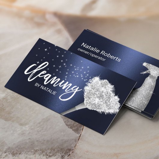 Zimmerreinigung Haushaltshilfe Moderne Marine Blau Visitenkarte
