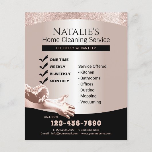 Zimmerreinigung Haushaltshilfe Moderne Rose Gold Flyer (Vorne)