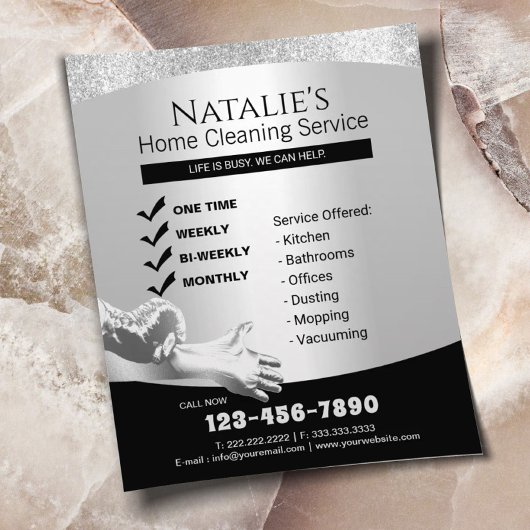 Zimmerreinigung Haushaltshilfe Modernes Silber Flyer