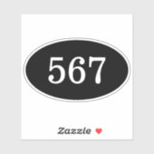 Zimmertür Nummer ovales Schild Vinyl Aufkleber (Blatt)