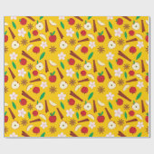 Zimt, Äpfel, Sternanis und Blume Nahtlos Geschenkpapier (Flach)